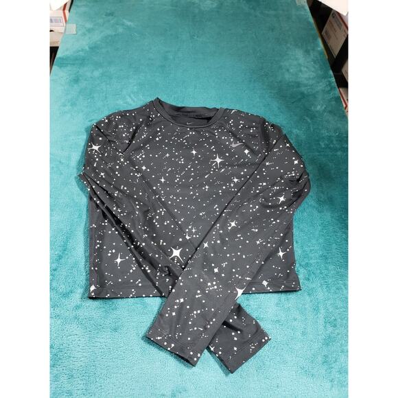 Nike Top Size Medium Womens Black Performance Dri Fit Star Sparkle Print Logo - Picture 5 of 8